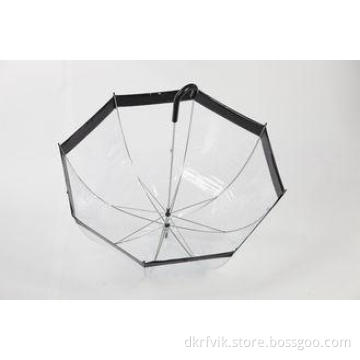 Corporate Clear PVC Umbrella Manual Open With Black Printin